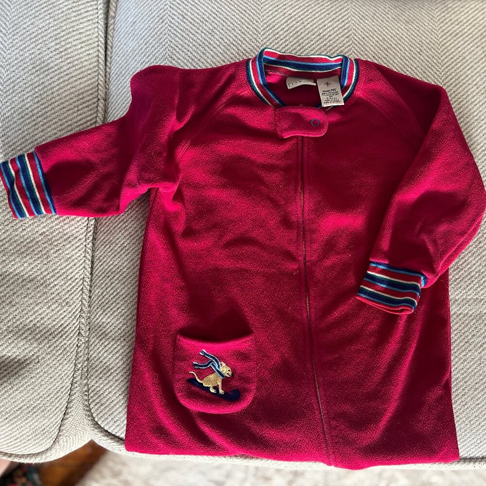 Vintage L.L. Bean Toddler Fuchsia Puppy Fleece Footie Pajamas